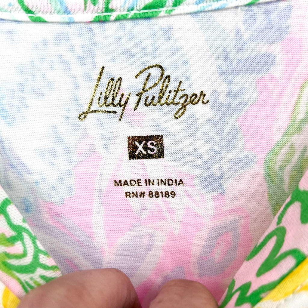 LILLY PULITZER Cody Short Sleeve Dress XS Pink Green Bright Delight Patch NWOT