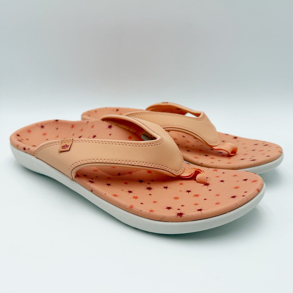 Spenco Womens Yumi Constellation Sandal Size 11 WIDE Coral Orange Flip Flop NWOB