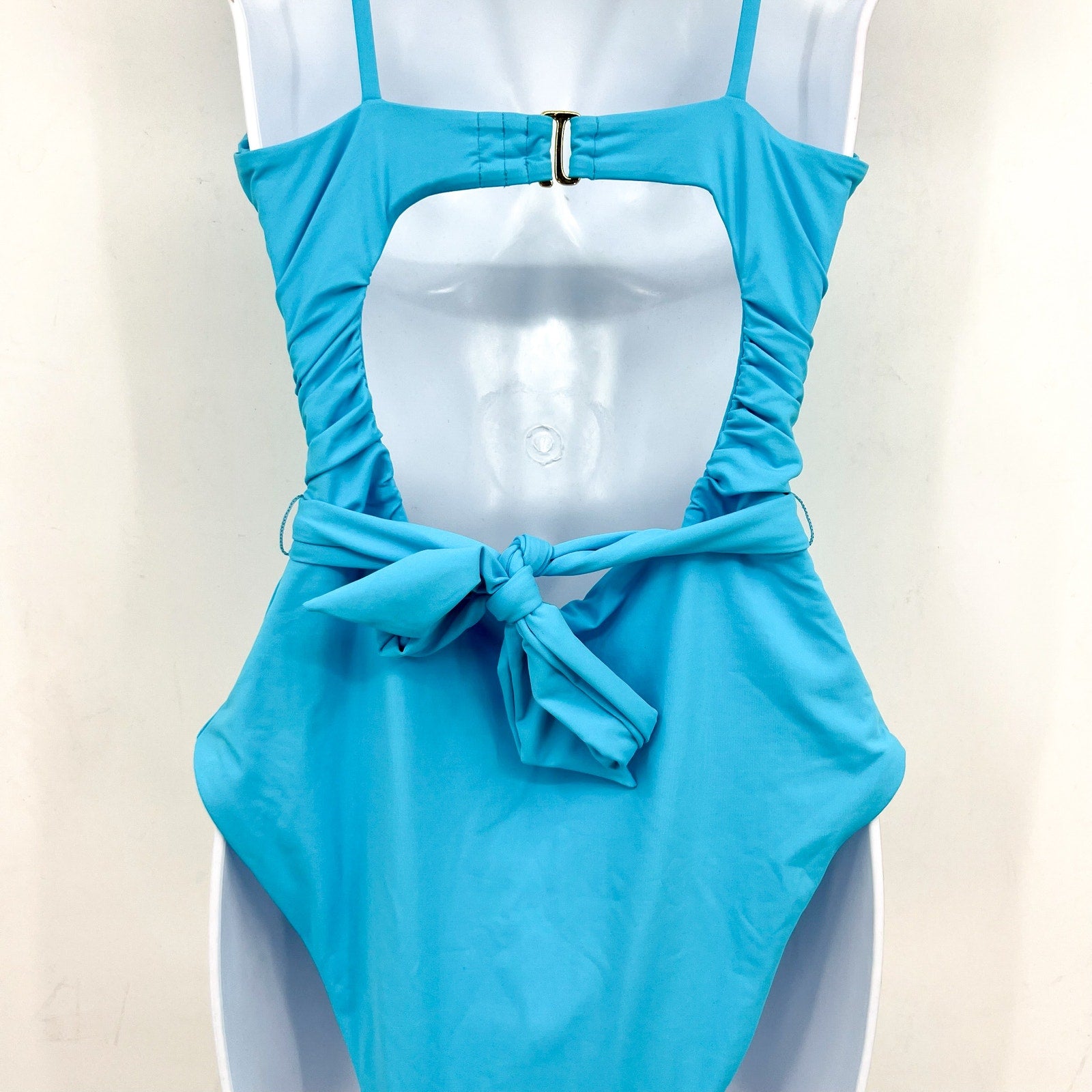 BECCA Garden Of Eden Magnolia Plunge One Piece Swimsuit Large Pool Blue NWT