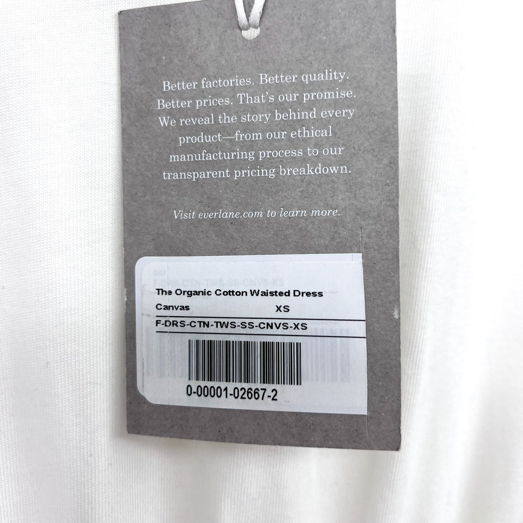 EVERLANE Women's The Organic Cotton Waisted Dress XS White Short Sleeve NWT