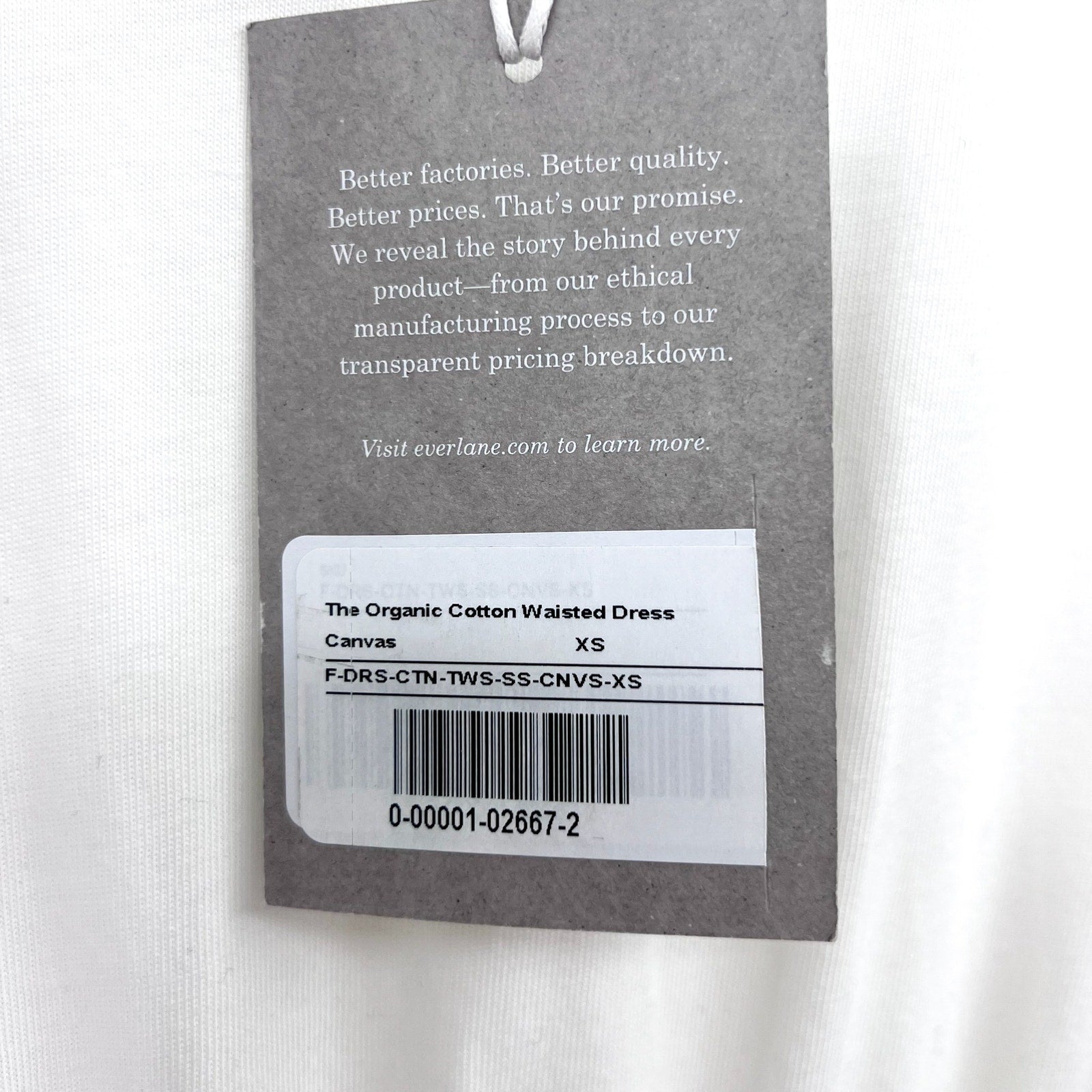 EVERLANE Women's The Organic Cotton Waisted Dress XS White Short Sleeve NWT