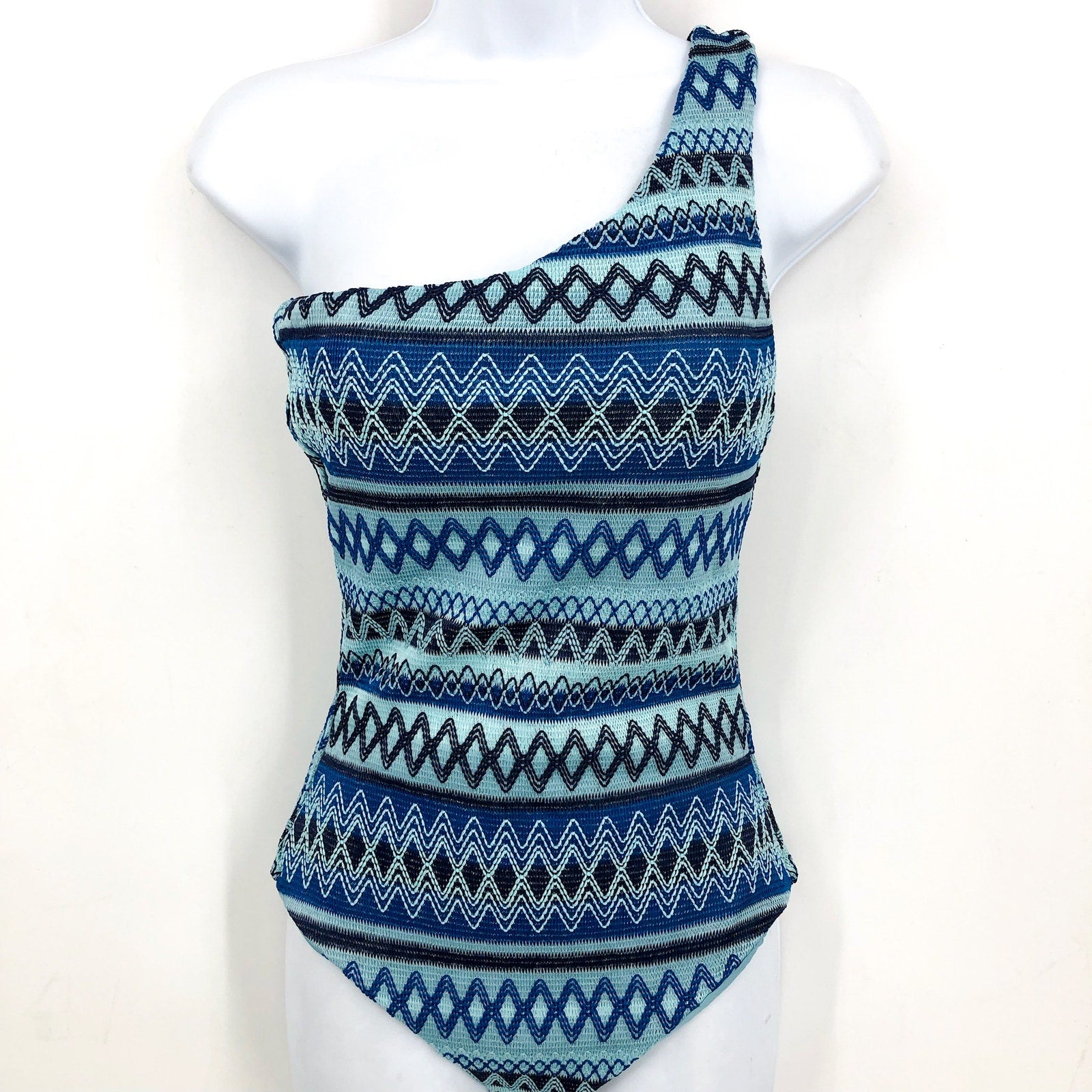 BEACH RIOT Women's Alba One Piece Swimsuit Small Blue Daydream Chevron NWOT