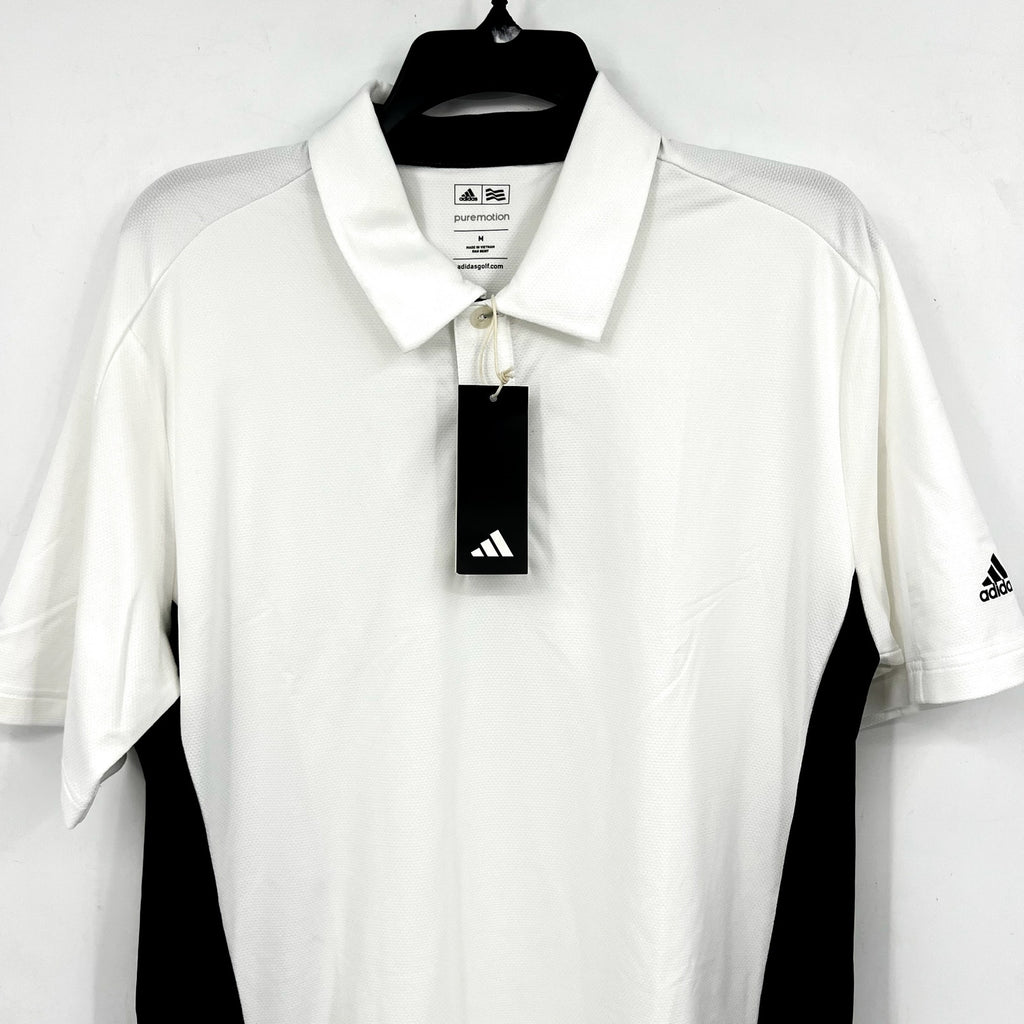 ADIDAS Men's Puremotion Colorblock 3-Stripes Polo Shirt Medium White Black NWT