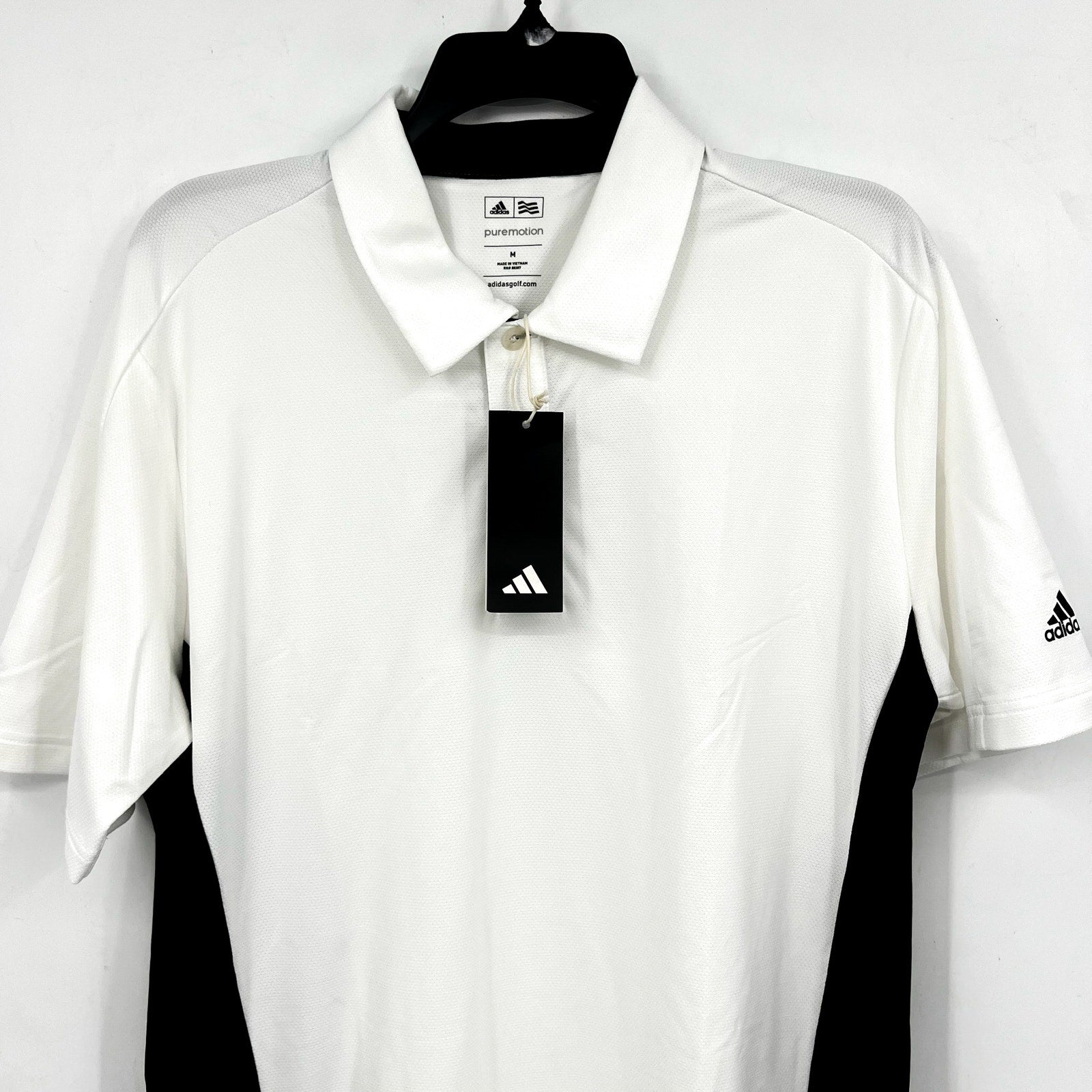 ADIDAS Men's Puremotion Colorblock 3-Stripes Polo Shirt Medium White Black NWT
