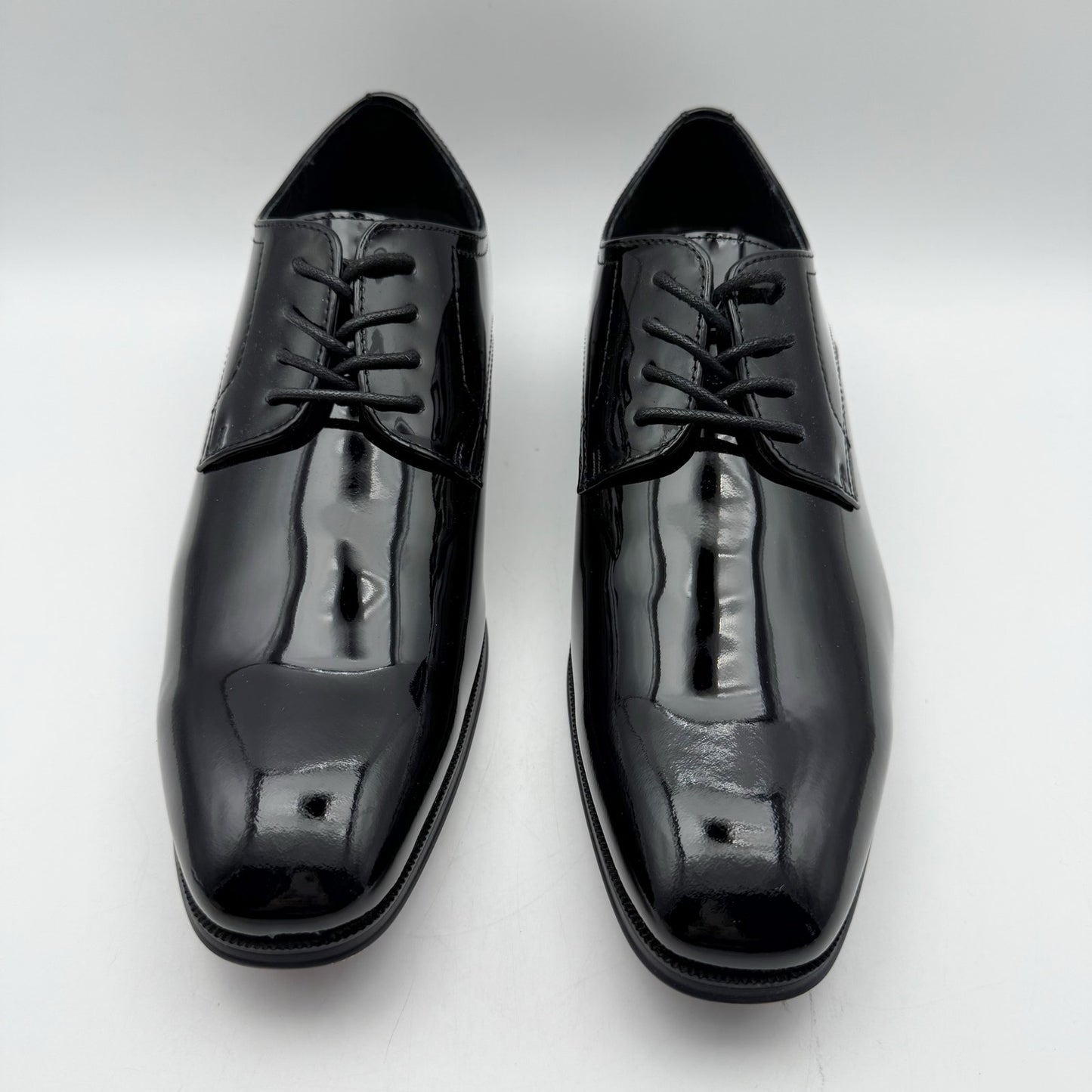 Florsheim Mens Tux Plain Toe Oxford Dress Shoes 9 Wide Black Patent Leather NIB