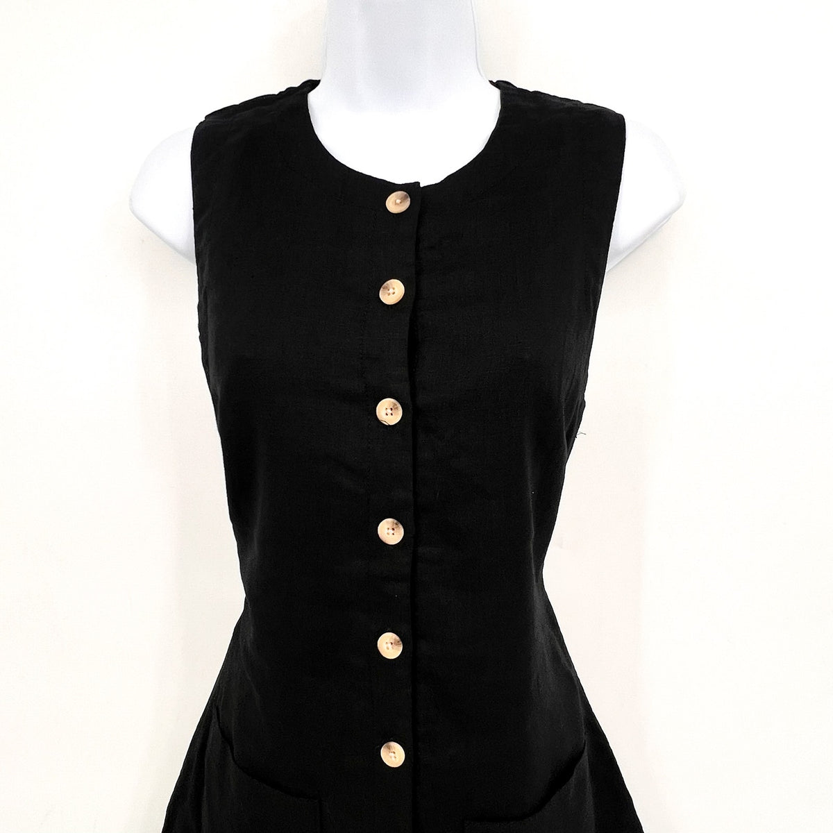 BLANKNYC Women's City Nights Linen Mini Dress Small Black Sleeveless NWT