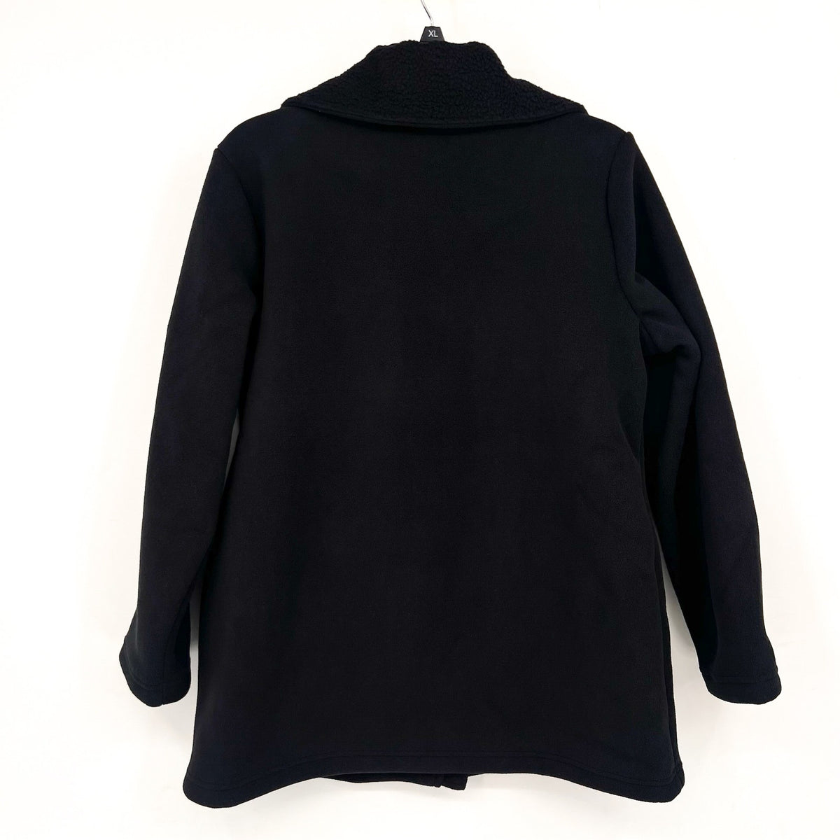 DENIM & CO. Women's Fleece Bonded Sherpa Jacket Medium Petite Black NWOT