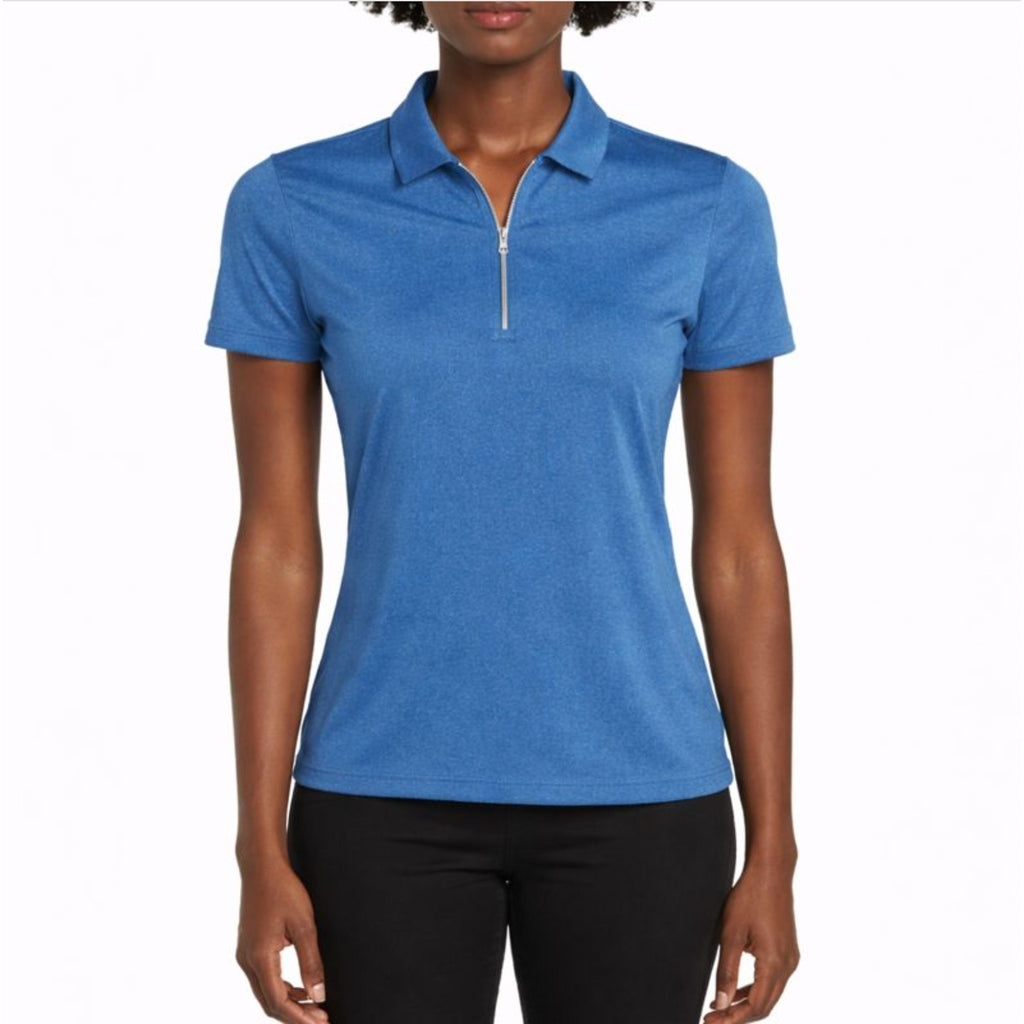 Callaway Womens Golf Polo Shirt XS Blue Heather Quarter Zip Short Sleeve NWT