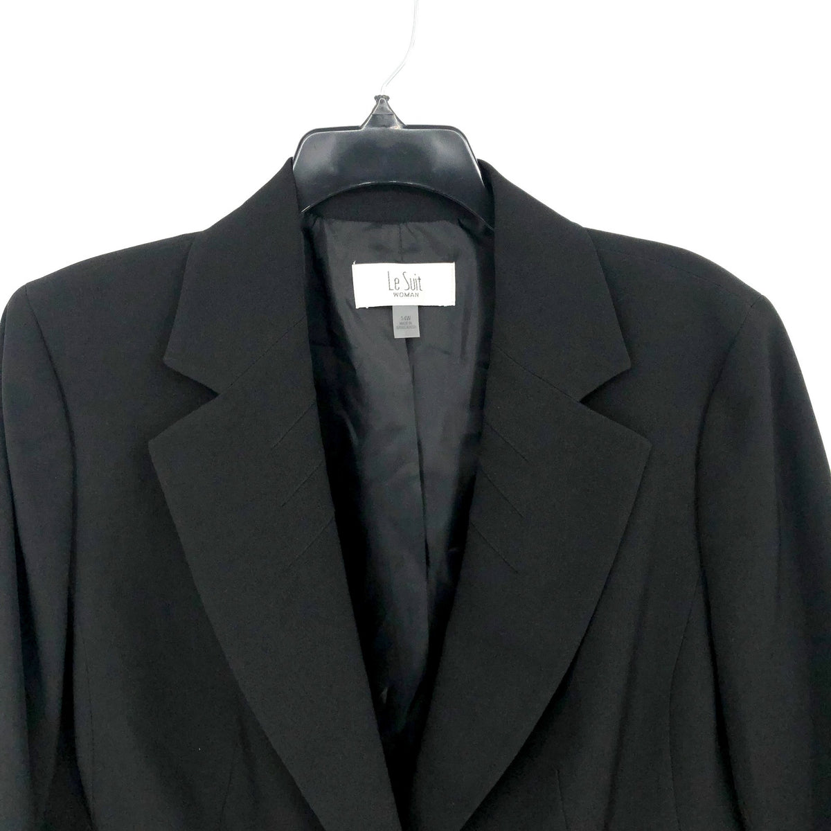 LE SUIT Women's Single Button Blazer Size 14W Black Suit Jacket NWT