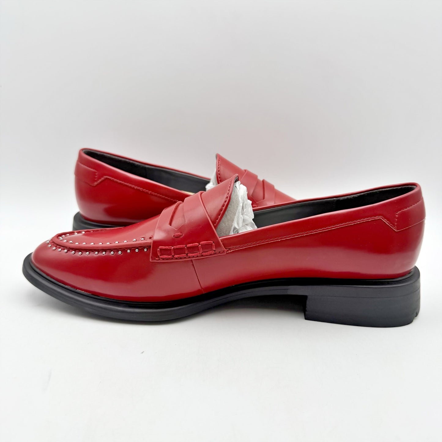 Franco Sarto Womens Eden Studded Loafers US 6 M EU 36 Red Slip On NIB