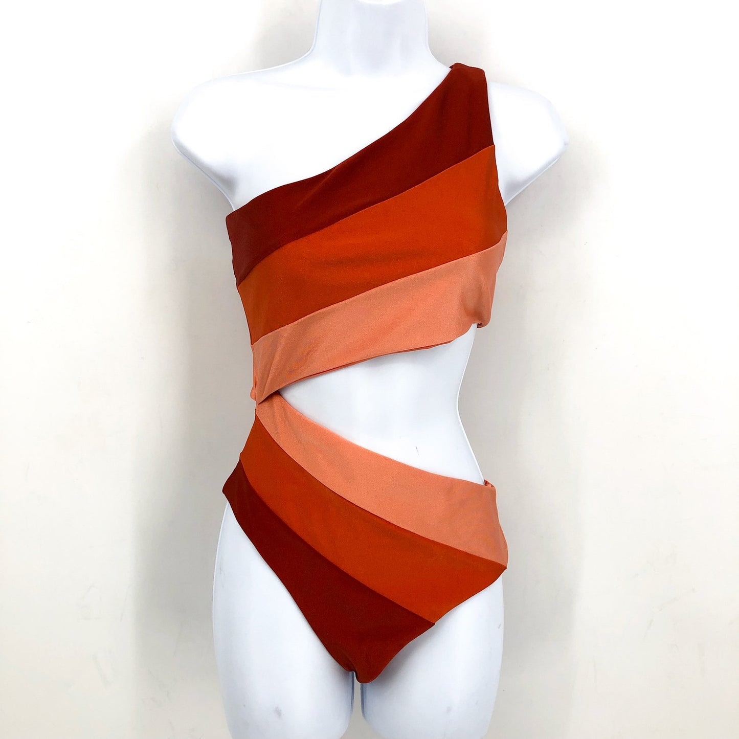 BEACH RRIOT Joyce One Piece Swimsuit Medium Orange Desert Clay Colorblock