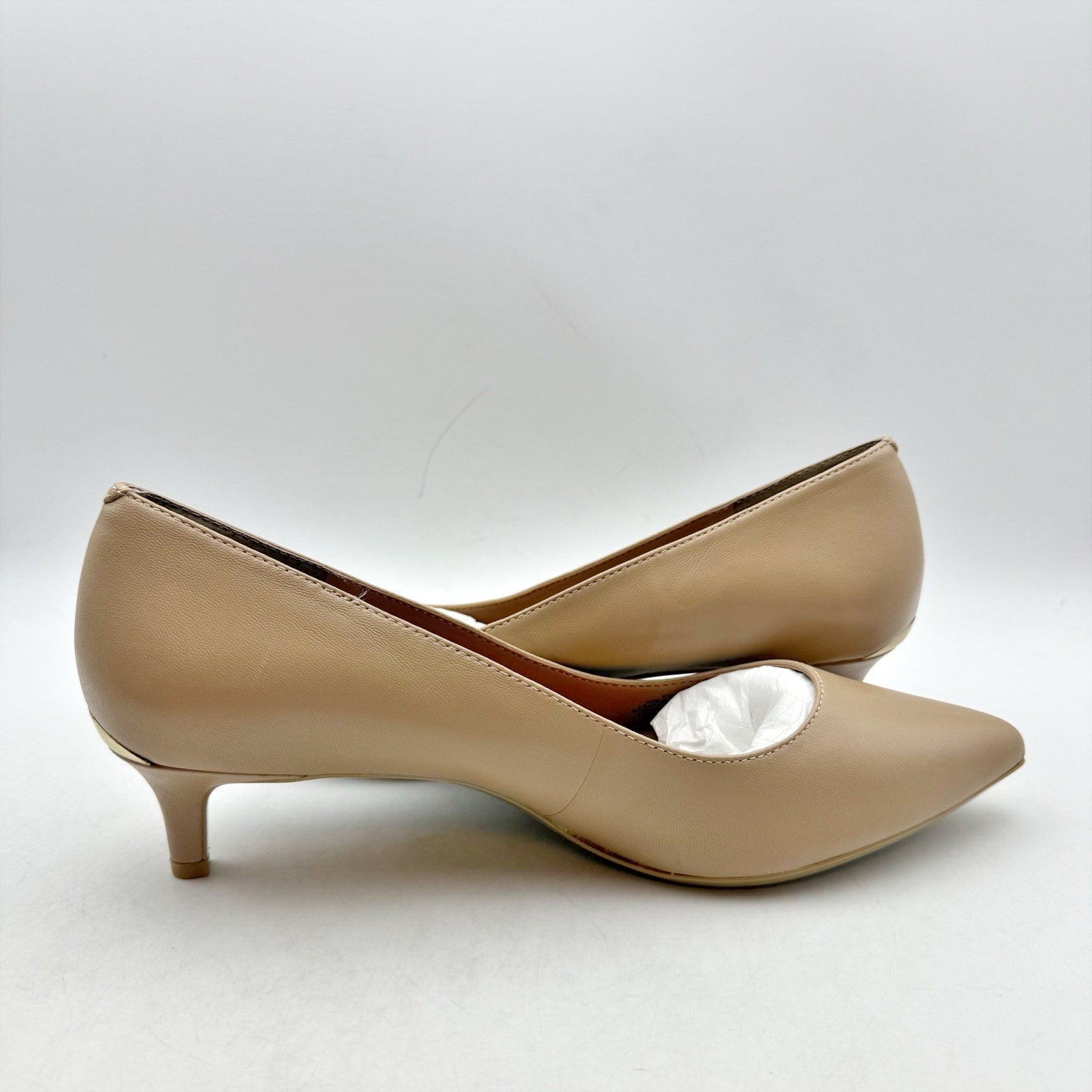 Calvin Klein Womens Gabrianna Pumps Size 9.5 M Sand Beige Leather Heels NWOB