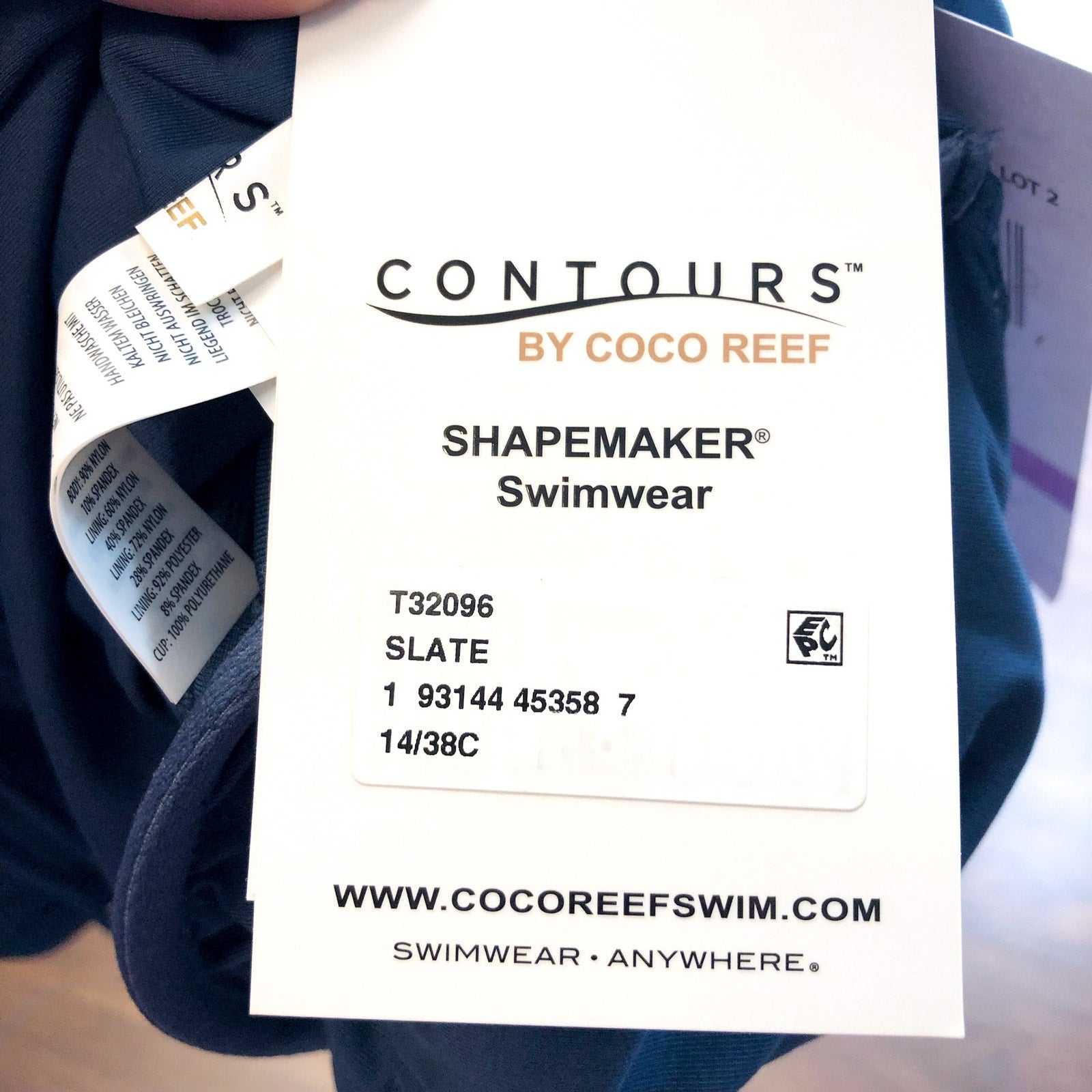 CONTOURS COCO REEF Keepsake Stellar One-Piece Swimsuit  US 14 38C Slate Ble NWT