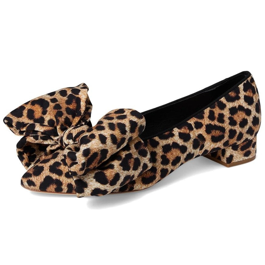 Loeffler Randall Womens Noa Heels Size 9.5 B Black Brown Leopard Bow NIB