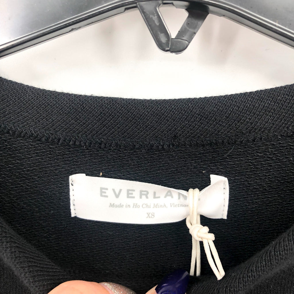 EVERLANE Unisex French Terry Sweatshirt XS Black 100% Human Typography NWT