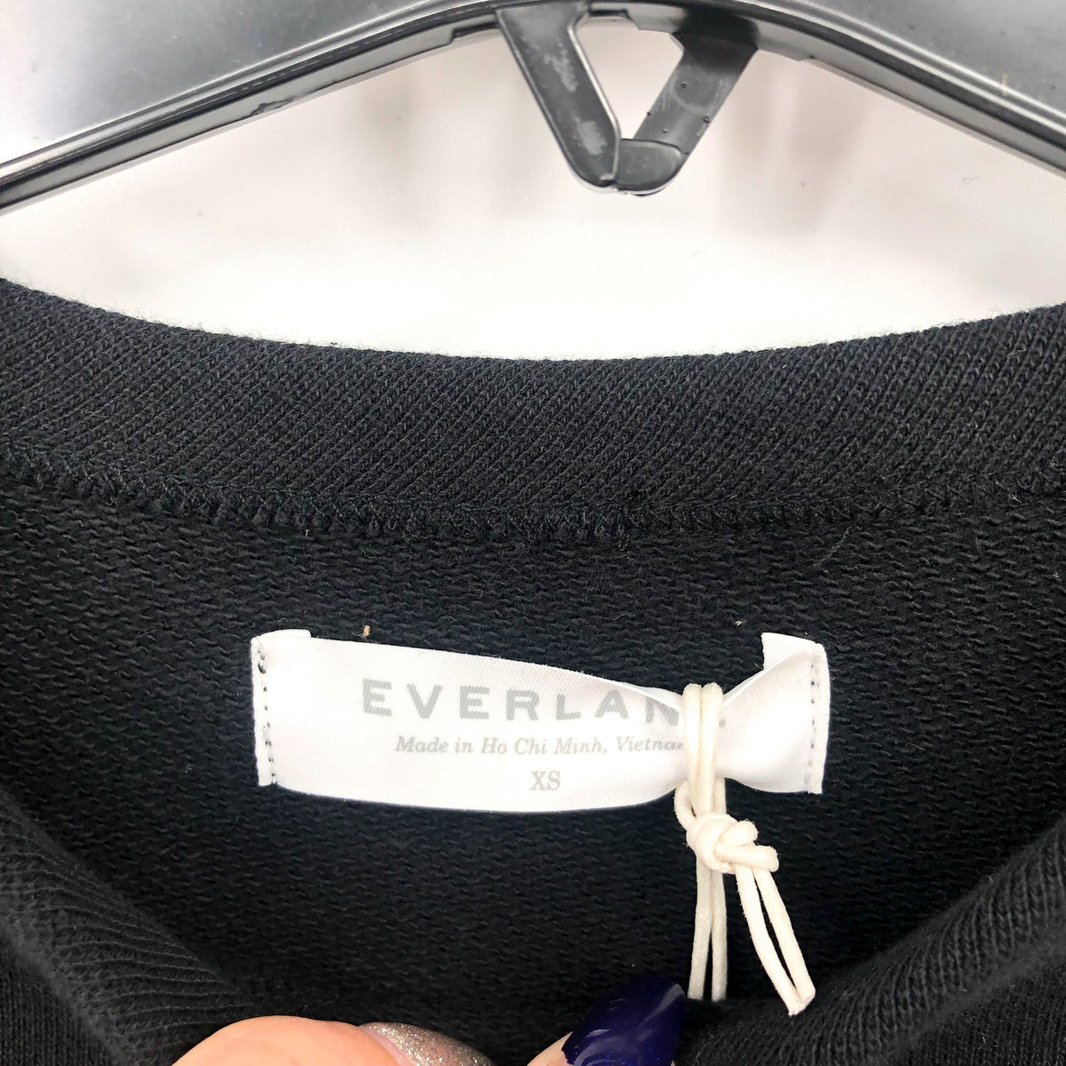 EVERLANE Unisex French Terry Sweatshirt XS Black 100% Human Typography NWT