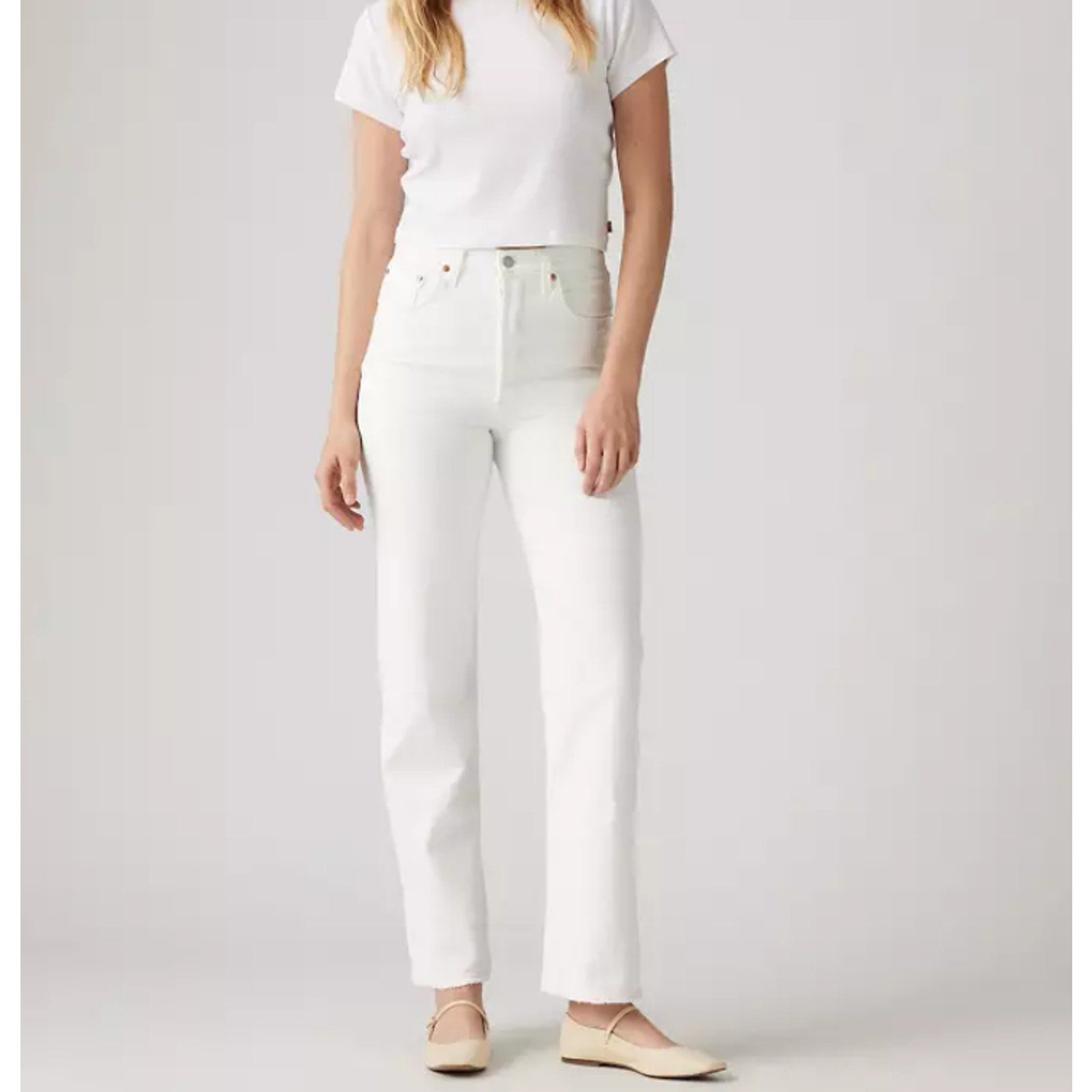 LEVI'S Women's Ribcage Straight Ankle Jeans 26x27 US 2 Cloud White 726930076 NWT