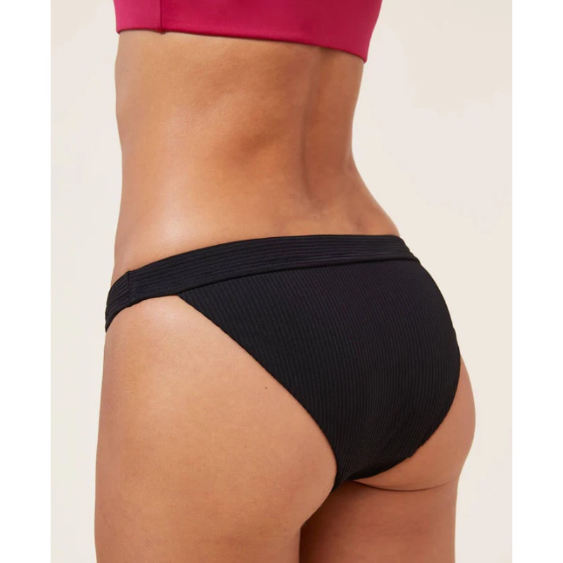 ANDIE SWIM Women's The Banded Cheeky Bikini Bottom Size XL Black Ribbed