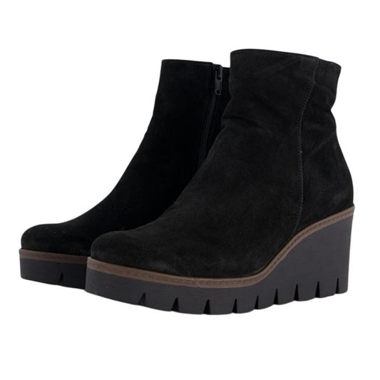 Gabor Womens 34.780 Wedge Booties US 8 Fr 38.5 Black Suede NIB