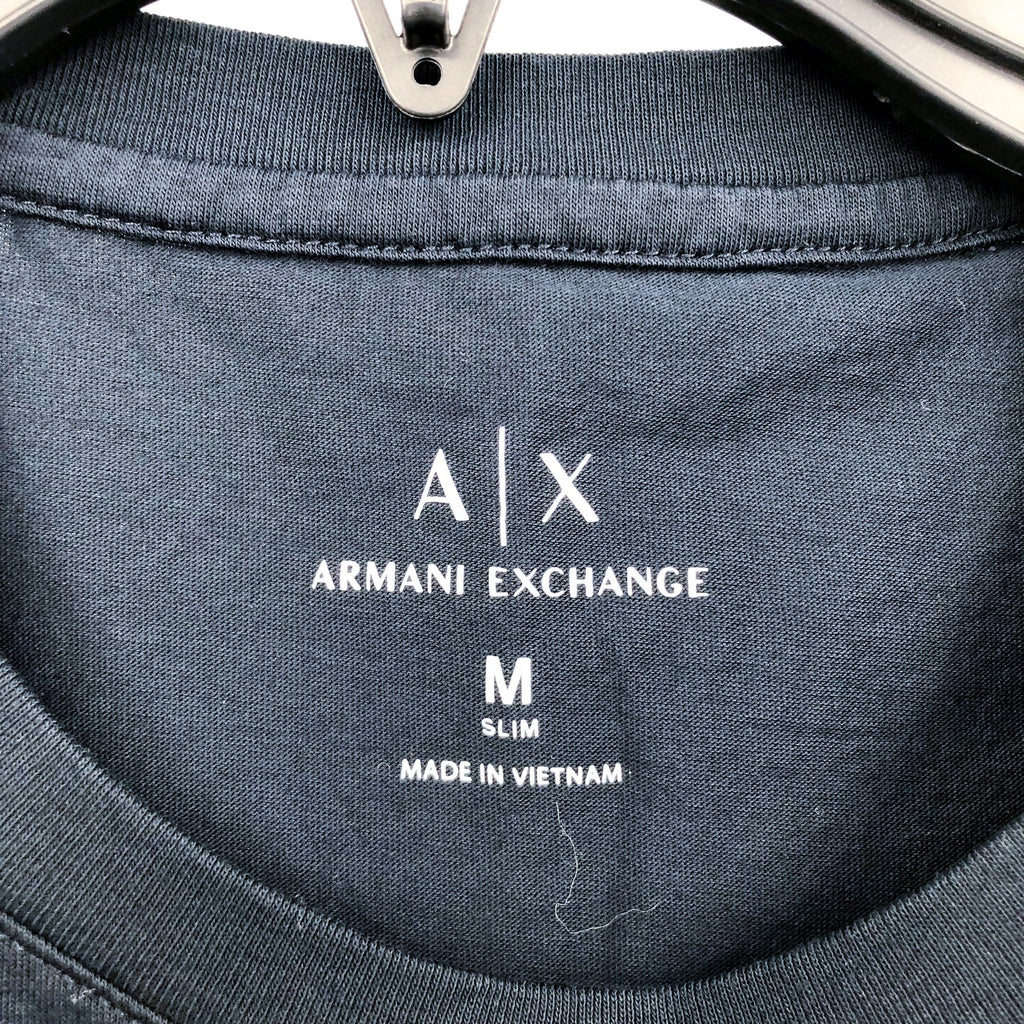 ARMANI EXCHANGE Men's Logo T-Shirt Medium Navy Blue Slim Fit Short Sleeve NWOT