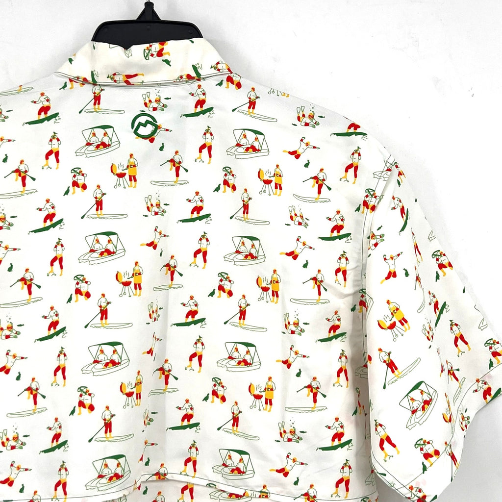 MAGELLAN OUTDOORS Laguna Madre Luchadores Fishing Shirt Large White Multi NWOT