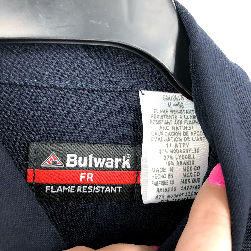 BULWARK Mens Midweight FR CAT2 Uniform Shirt Medium Navy Blue Button Up NWOT