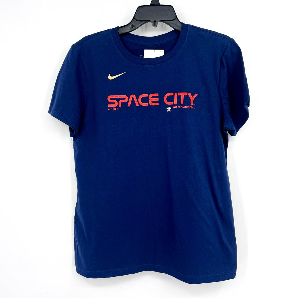 NIKE Womens Astros City Connect Hader 71 T-shirt Large Navy Blue Cotton NWT