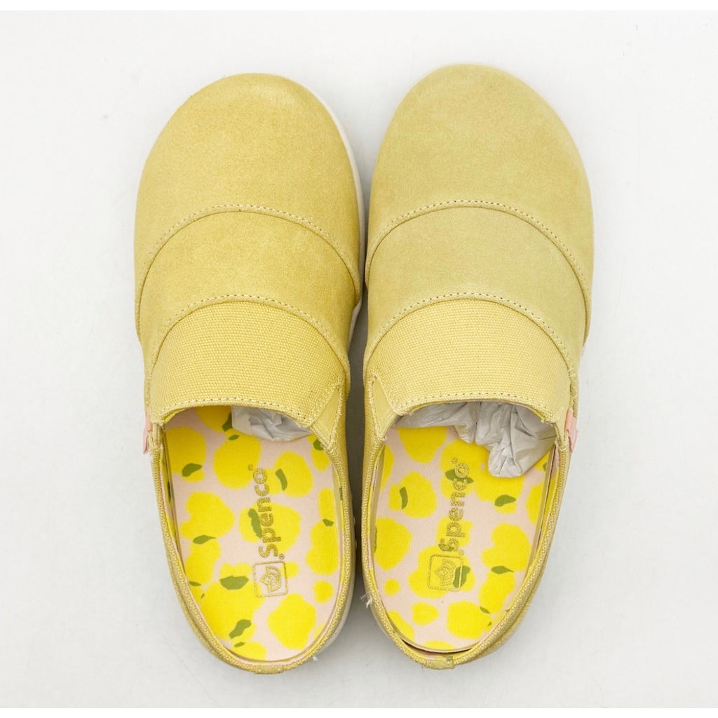 Spenco Women's Siesta Bokeh Layered Clogs 6 WIDE Sundress Yellow Slip-On NIB