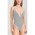 L*SPACE Coco Classic One-Piece Swimsuit XS Black White Sail Along Stripe NWT