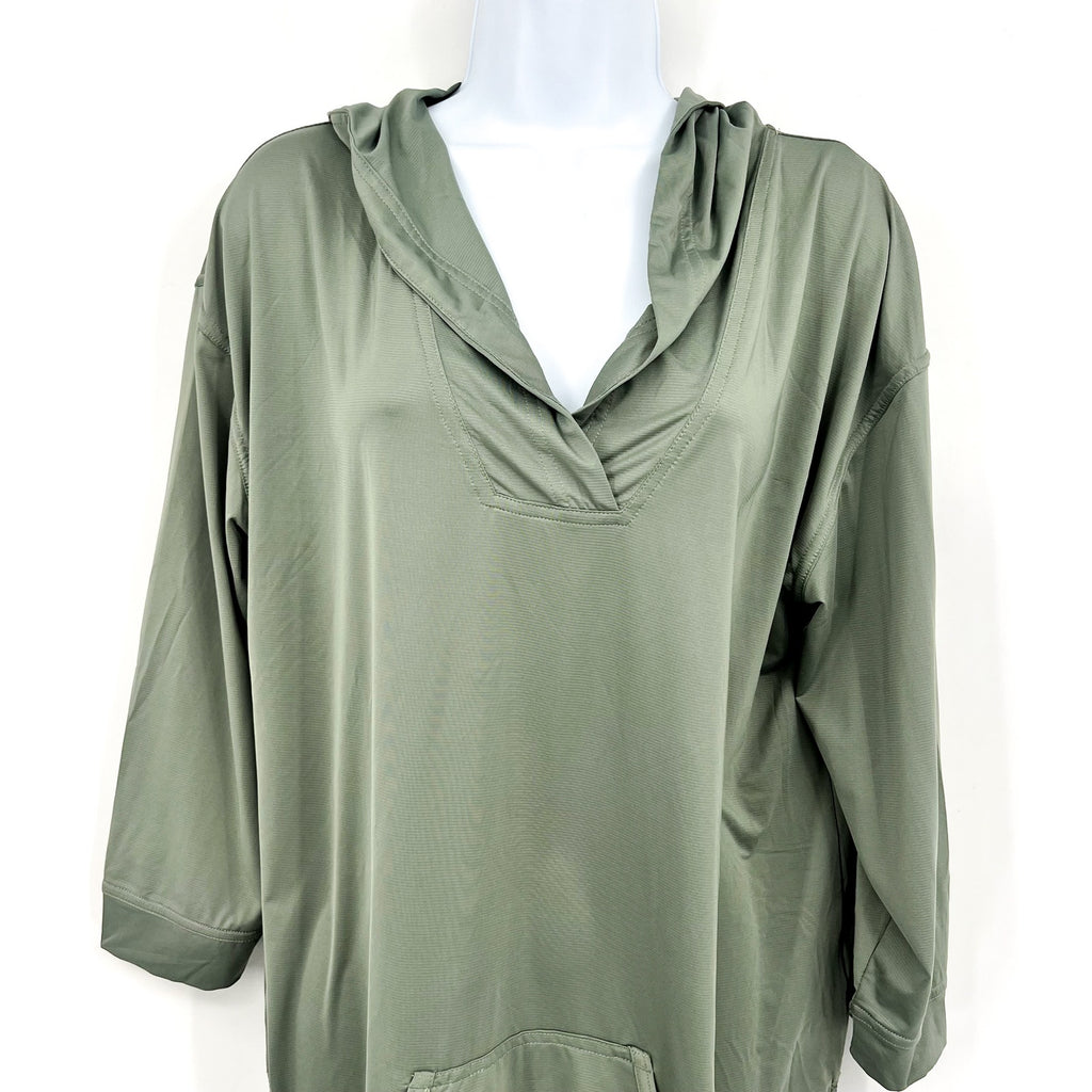 PRANA Women's Mantra Bay Hoodie Swim Cover Up Medium Army Green Tunic NWT