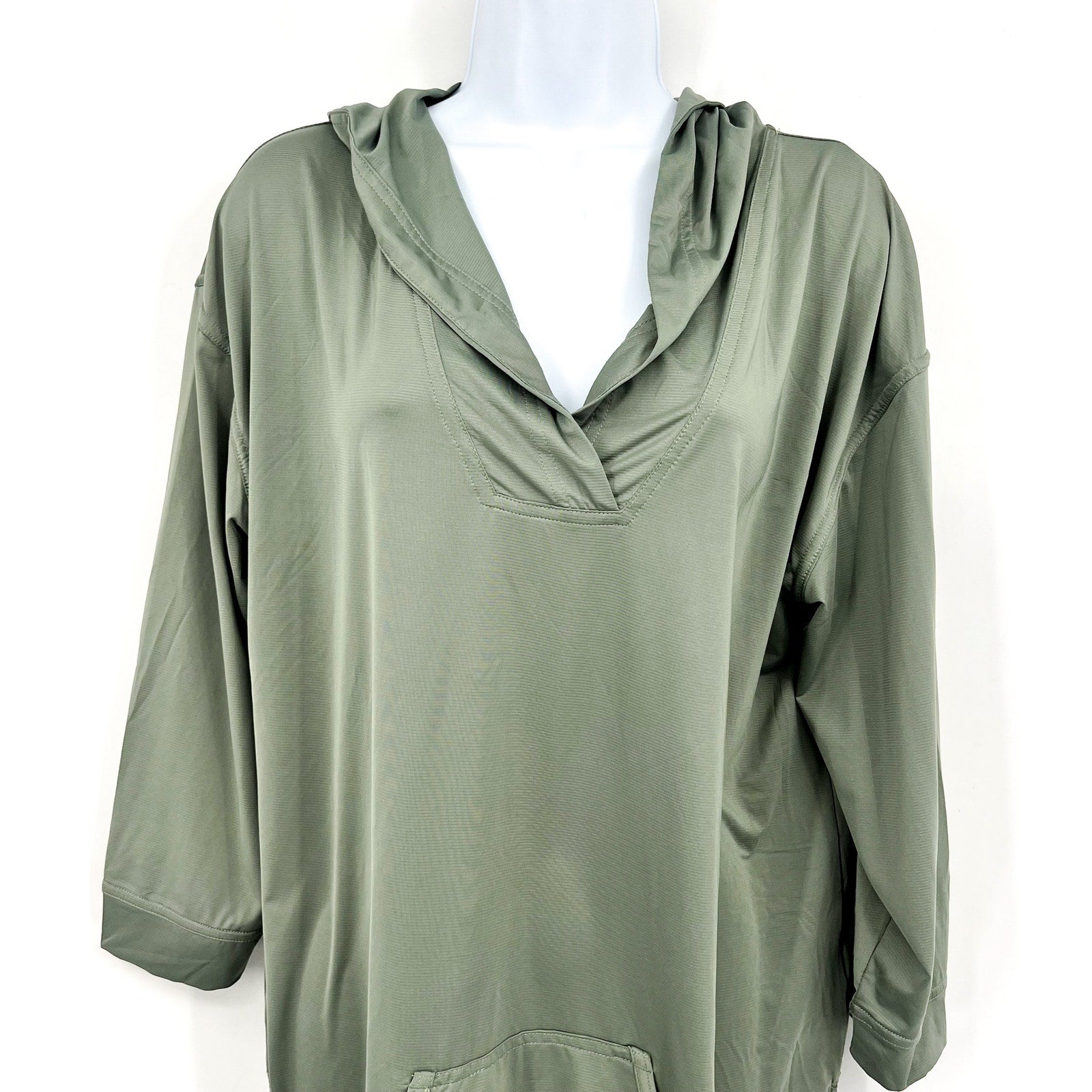 PRANA Women's Mantra Bay Hoodie Swim Cover Up Medium Army Green Tunic NWT