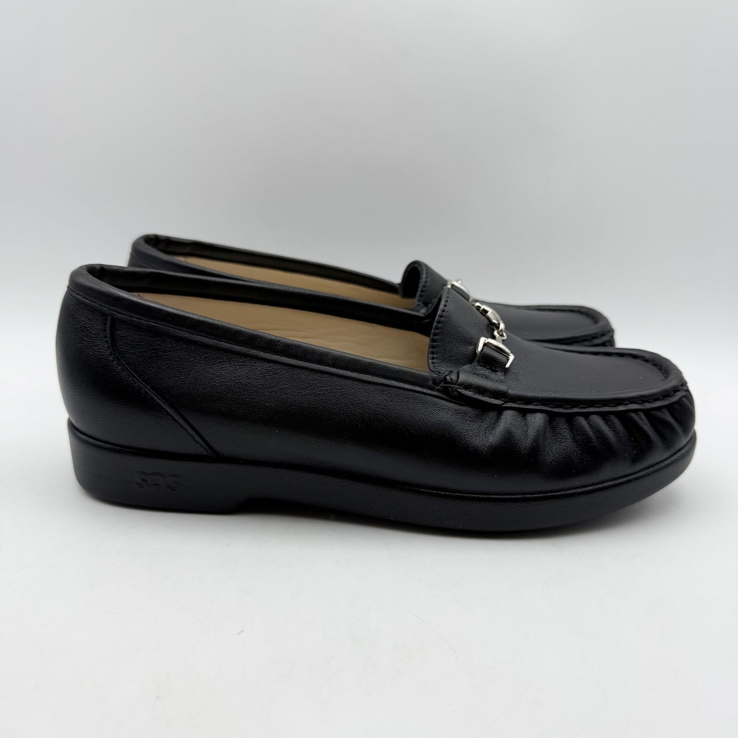 SAS Womens Metro Comfort Bit Loafers US 6.5 WW Black Leather NIB