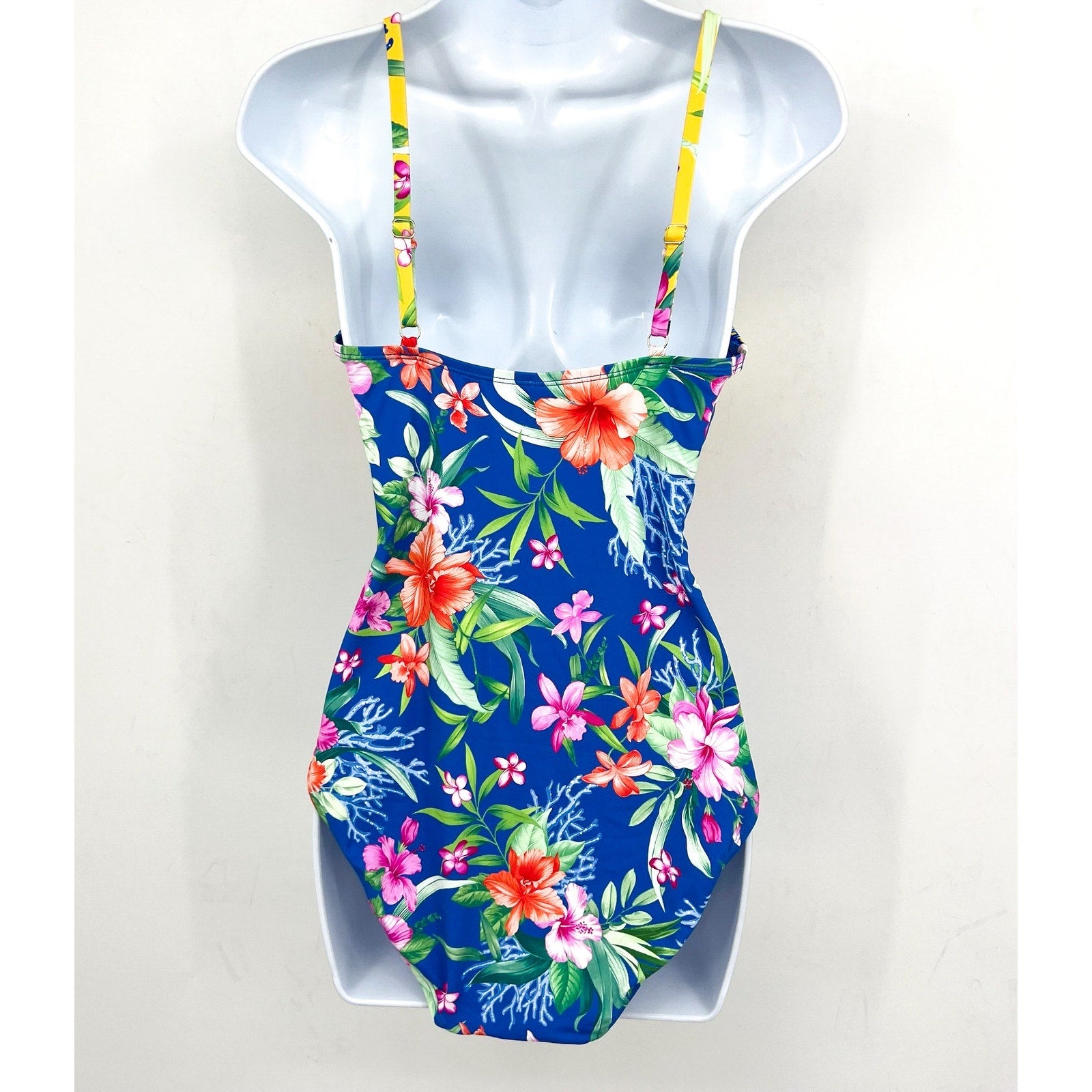 TOMMY BAHAMA Women's Isola Vita One-Piece Swimsuit Size 8 Yellow Blue Floral NWT