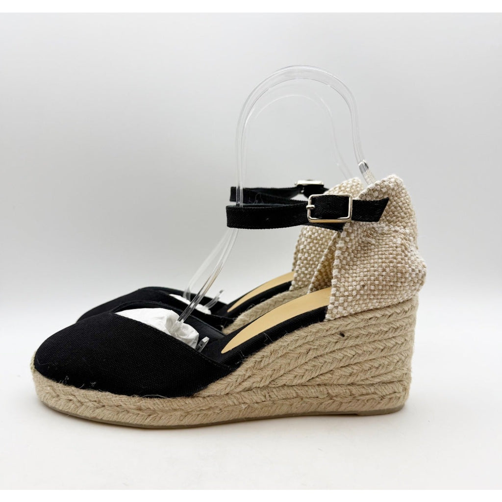 CASTANER Womens Chiarita Wedge Espadrilles Size 6.5 EU 37 Black 60 mm Heels NIB