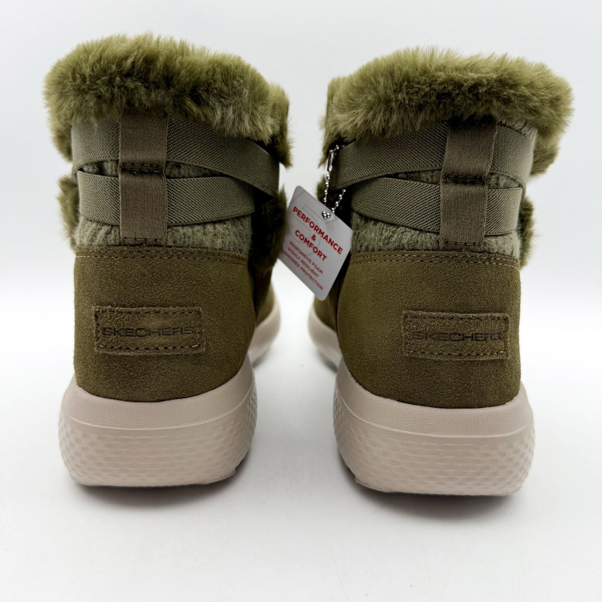 Skechers Womens On The Go City Boots Size 6 WIDE Green Suede Water Repellent NIB