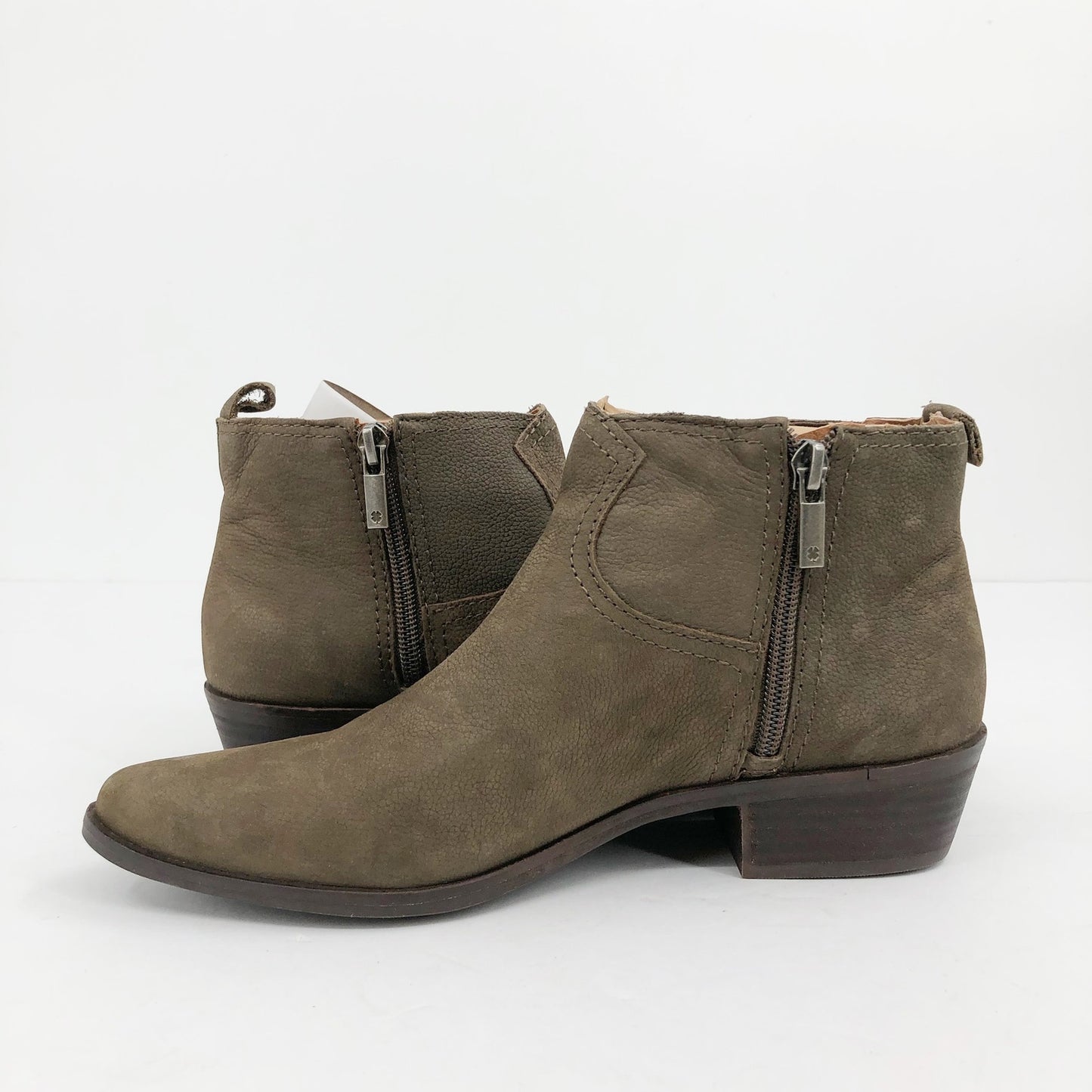 LUCKY BRAND Womens Hikalli Ankle Bootie 6 Olive Green Brown Boot Leather NWOB