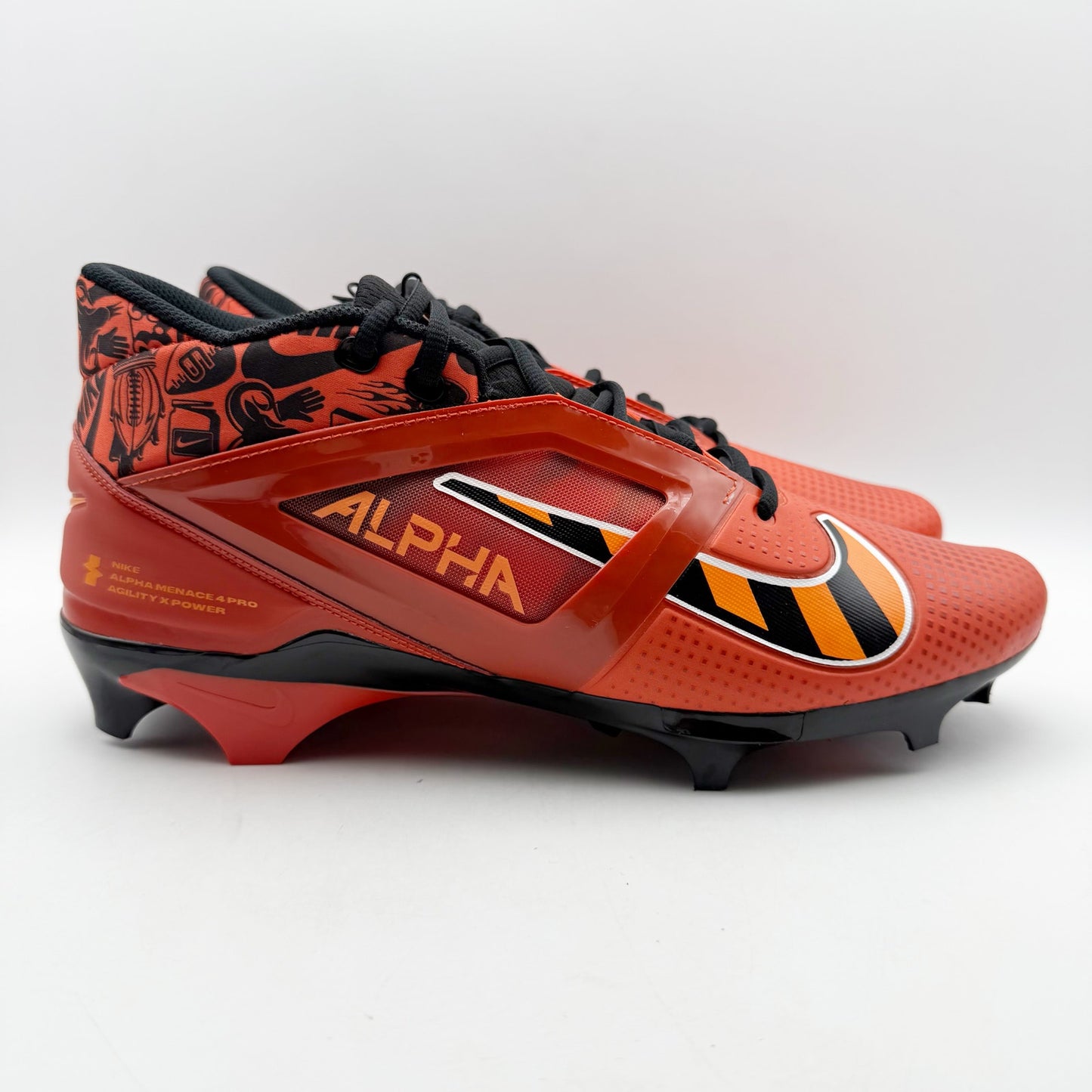 Nike Mens Alpha Menace 4 Pro NRG Molded Football Cleats 11.5 Orange Black NWOB