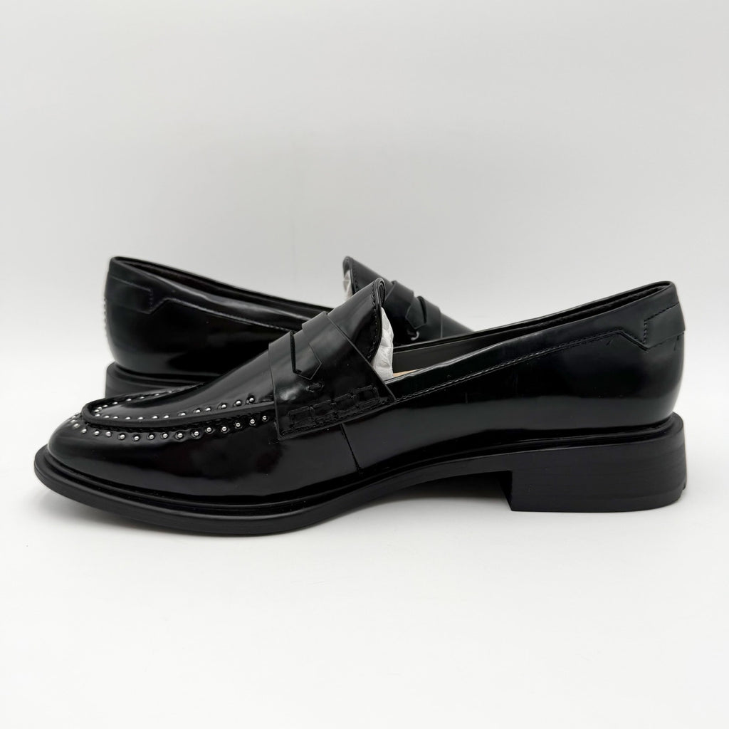 Franco Sarto Womens Eden Studded Loafers Size 8.5 M EU 39 Black Slip On NWOBl