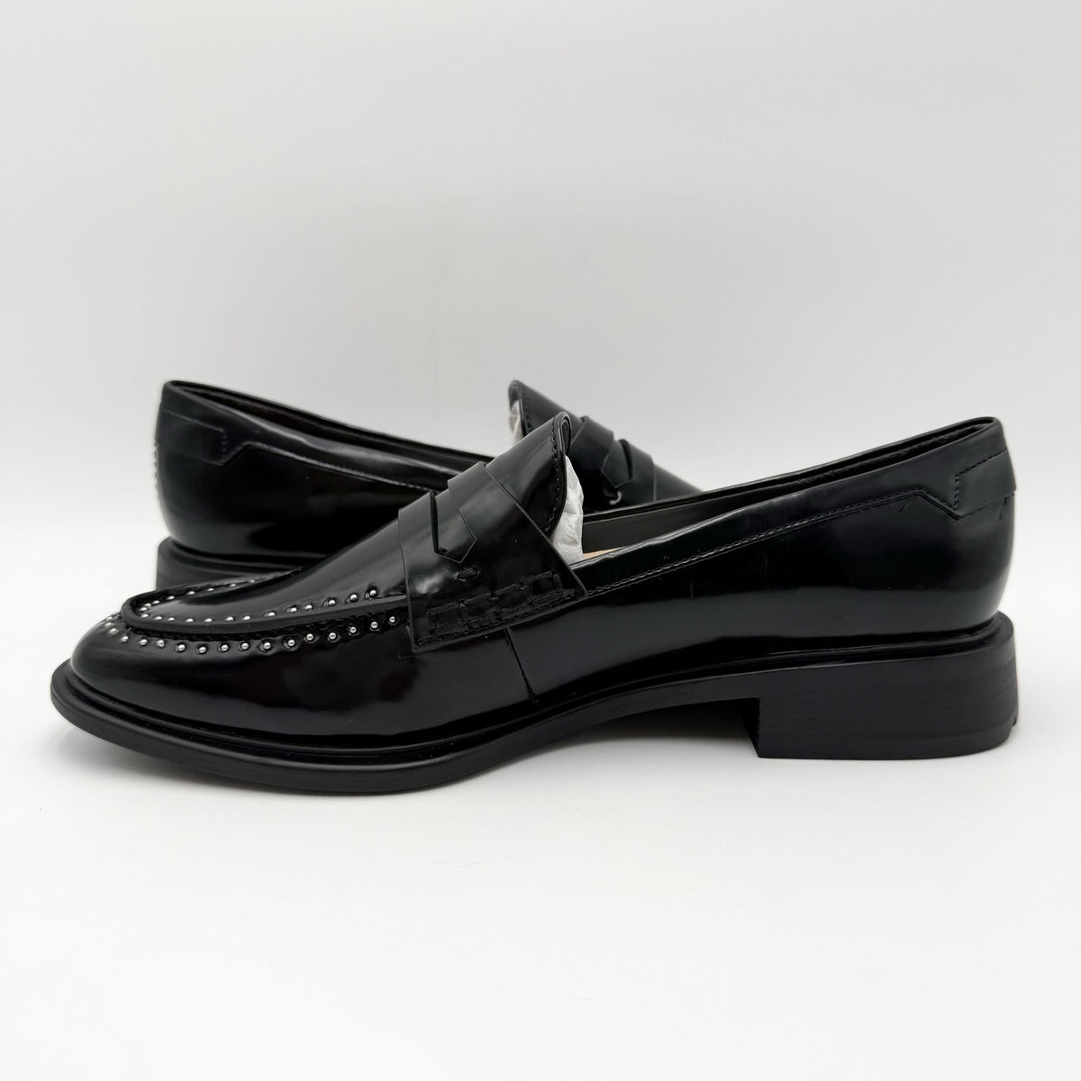 Franco Sarto Womens Eden Studded Loafers Size 8.5 M EU 39 Black Slip On NWOBl