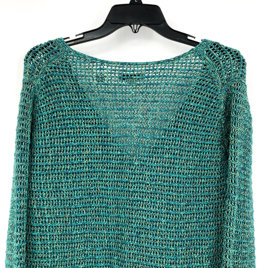 VINCE Women's Marled Crochet Cardigan Green Marl Small V-Neck Cotton NWT
