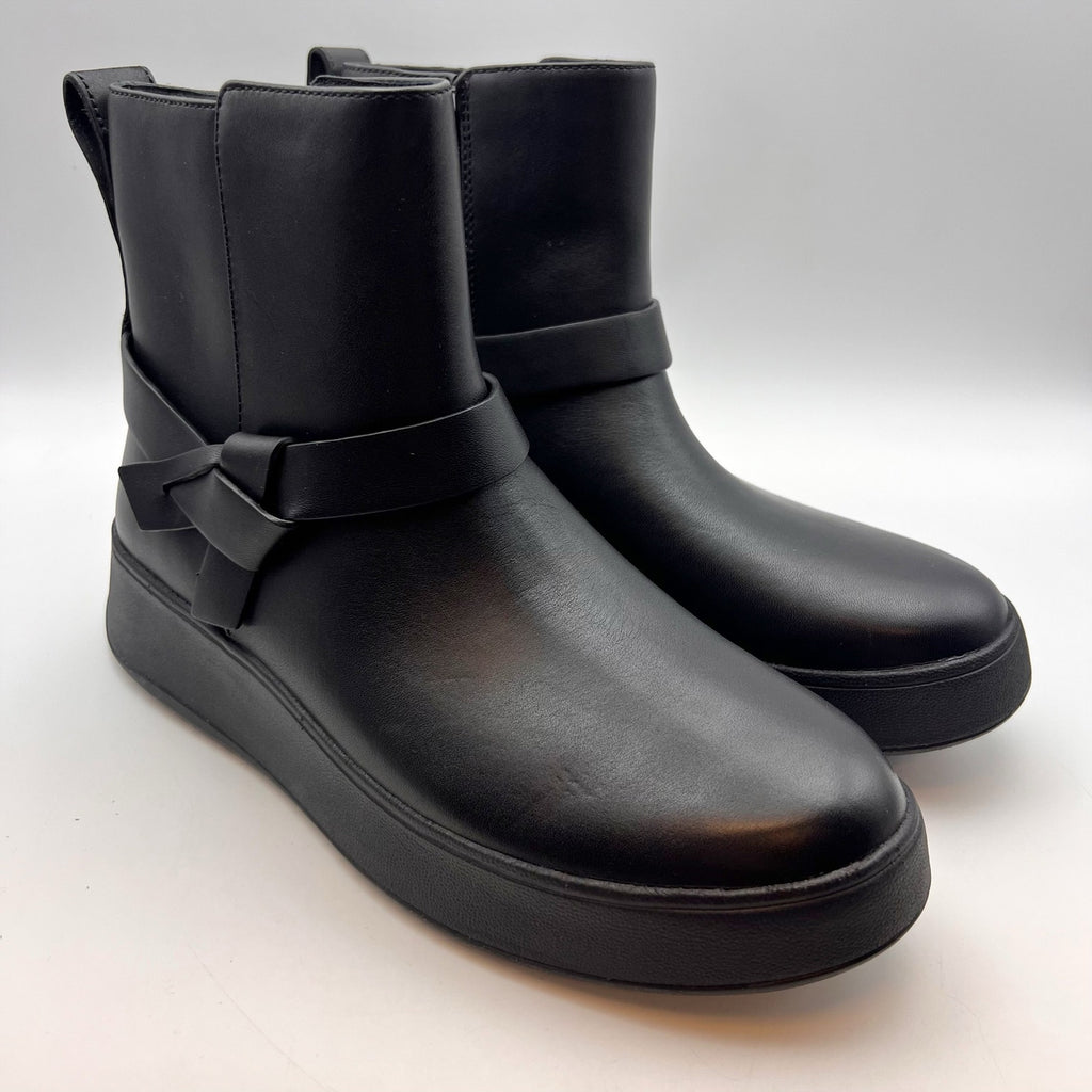 FitFlop Womens F-Mode Folded-Knot Flatform Boots Size 9 Black Leather NWOB
