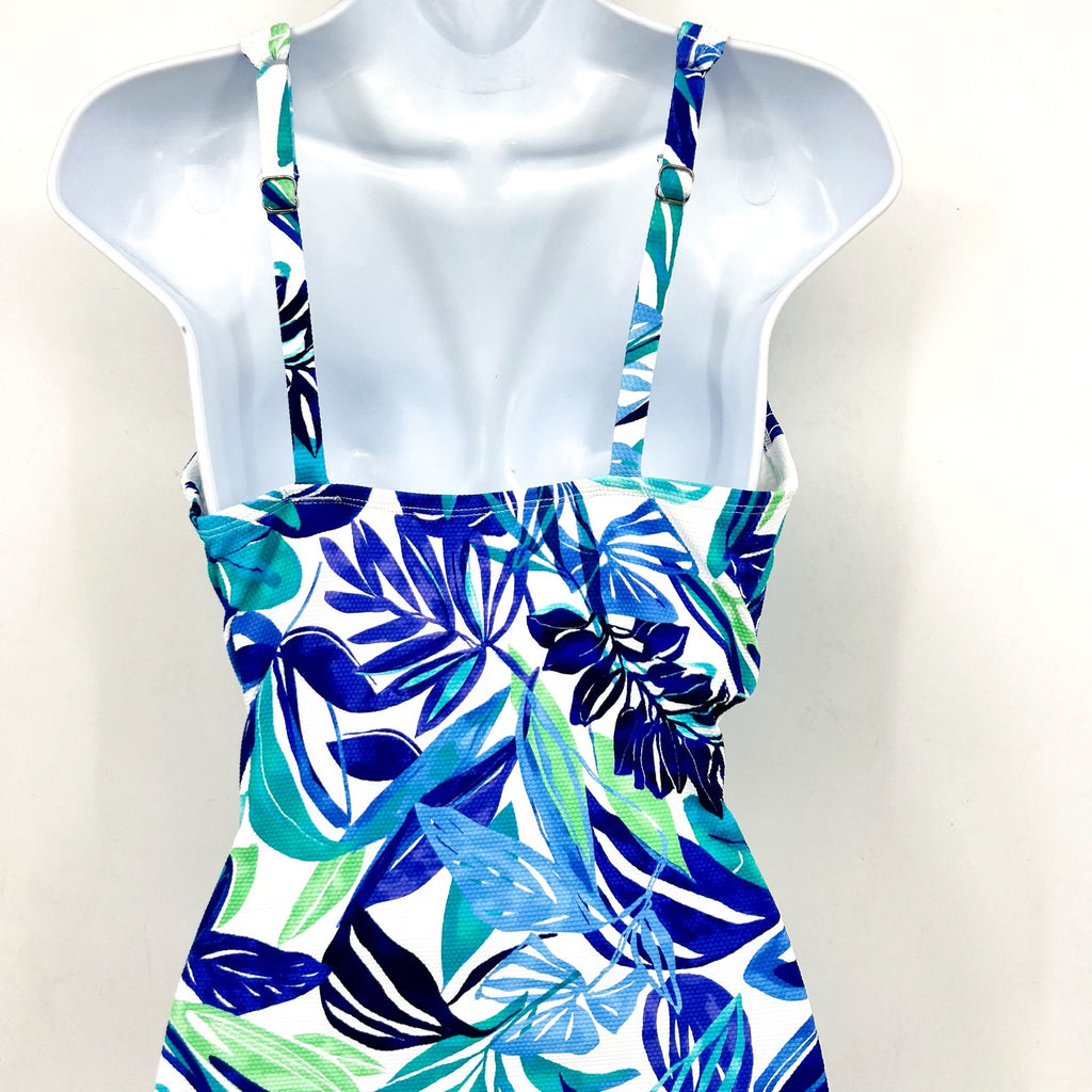 TOMMY BAHAMA Island Cays Marina One Piece Swimsuit Size 14 Beach Glass Blue NWT