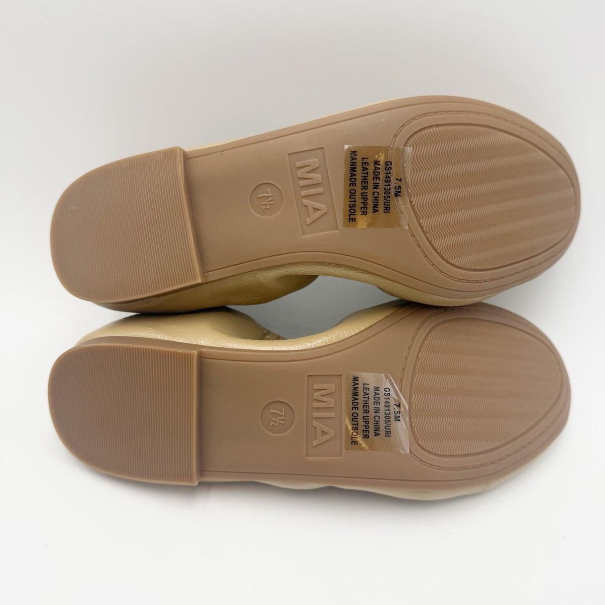MIA Womens URI Ballet Flats Size 7.5 M Tan Beige Leather NWOB