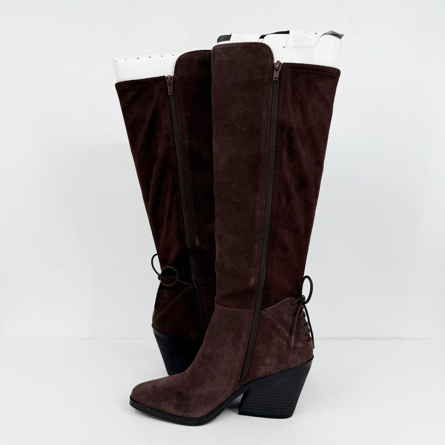 Lucky Brand Womens Mekinna Heeled Knee High Boots US 8.5 Dark Brown Suede NIB