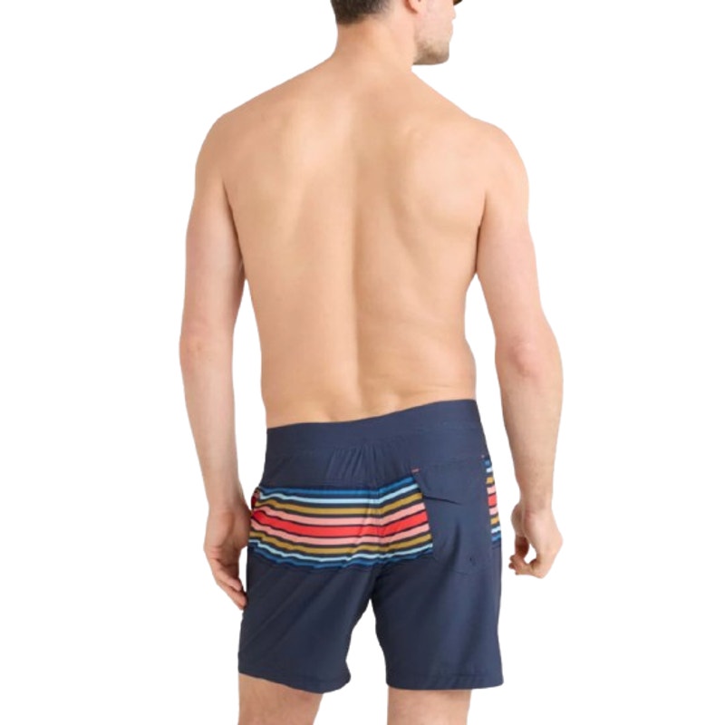SAXX Betawave 2n1 Swim Board Shorts Size 28 Blue Stripe 7" Inseam Liner NWT