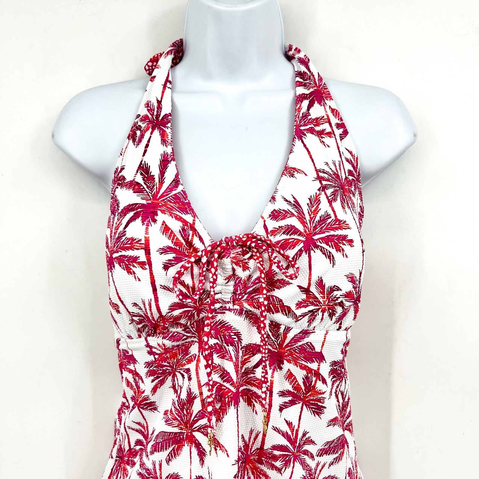 TOMMY BAHAMA Island Cays Halter Tankini XL Pink Maui Pointelle Reversible NWT