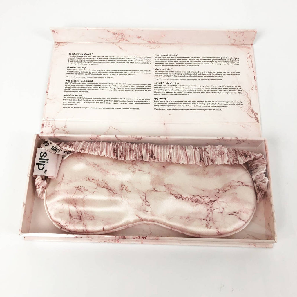 SLIP Women's Silk Sleep Mask Pink Marble 100% Pure Mulberry (One Size) NIB