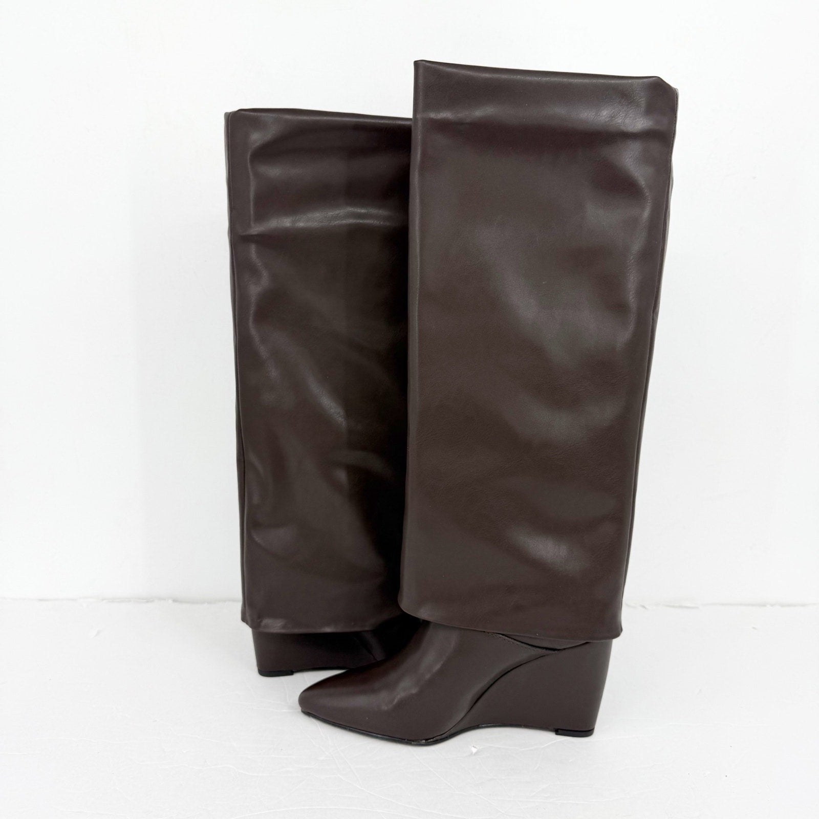 Madden Girl Womens Evander Fold-Over Knee High Boots US 6 Dark Brown NIB