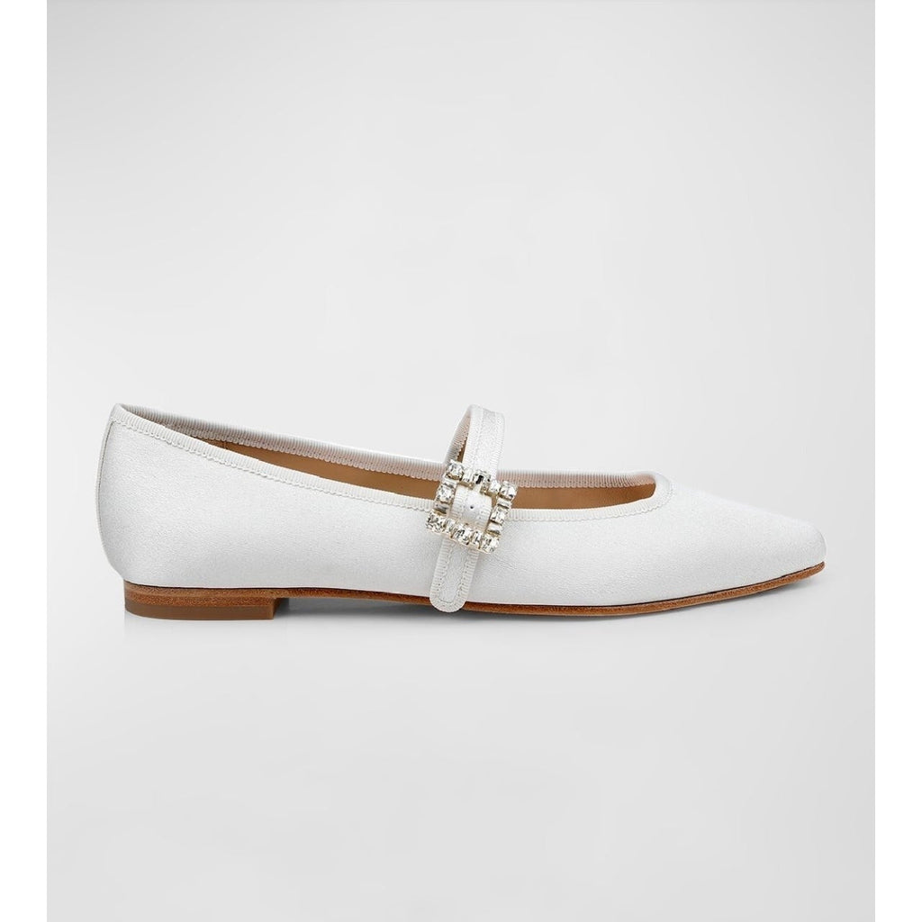 Badgley Mischka Womens Brystol Mary Jane Flats Size 8 Ivory Glitter Crystal NIB