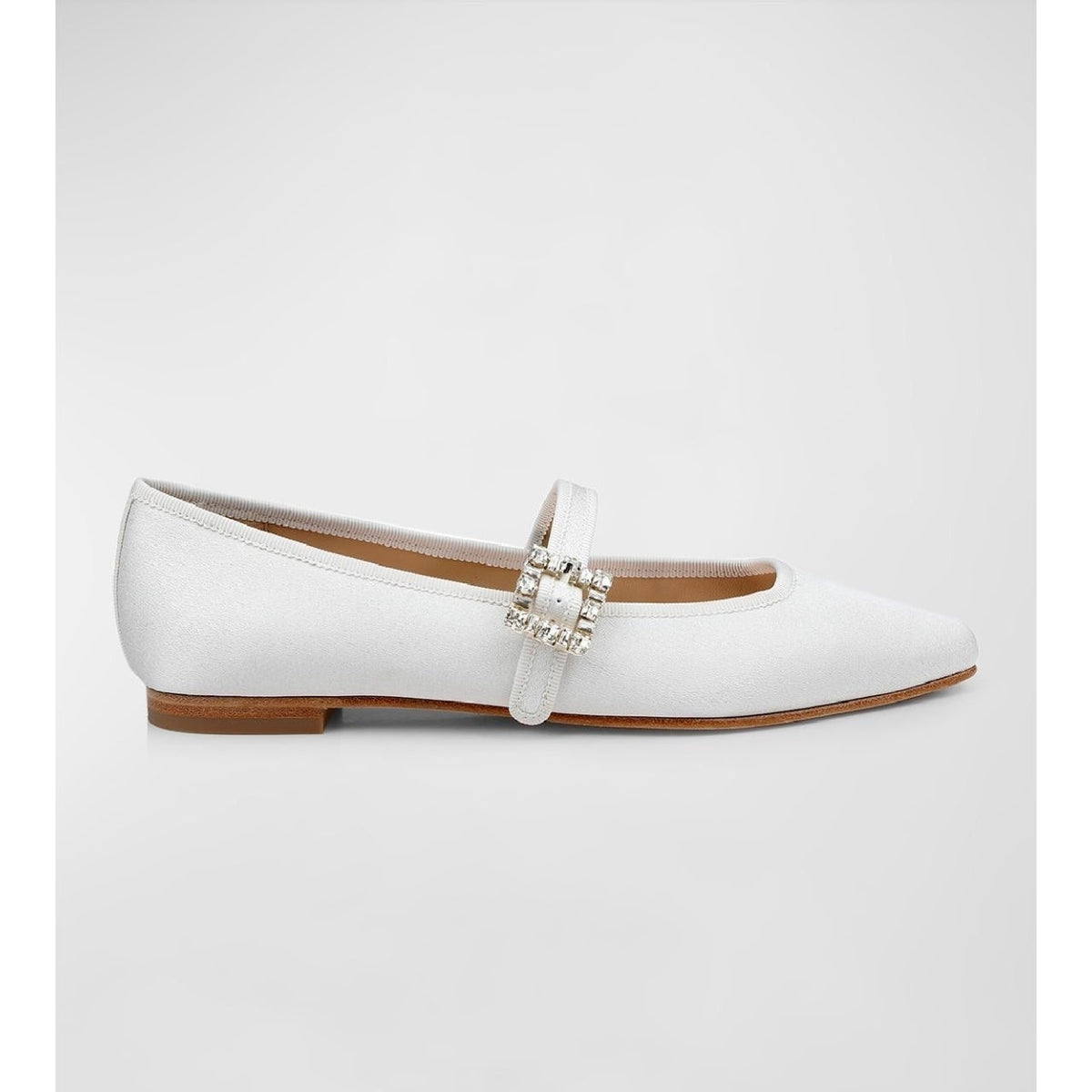 Badgley Mischka Womens Brystol Mary Jane Flats Size 8 Ivory Glitter Crystal NIB